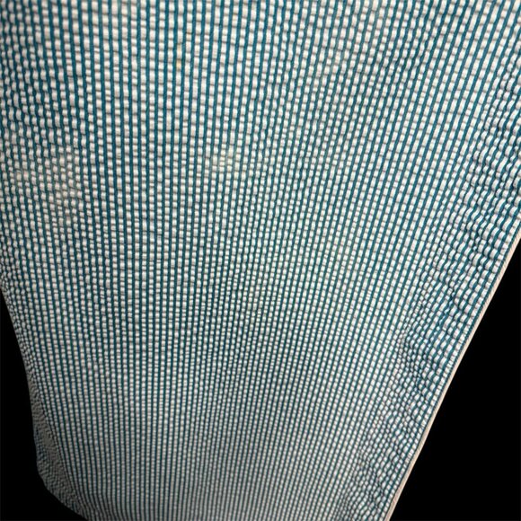 Vermont Country Store Womens Teal Seersucker Robe Size M Striped Loungewear Pool - Picture 13 of 13